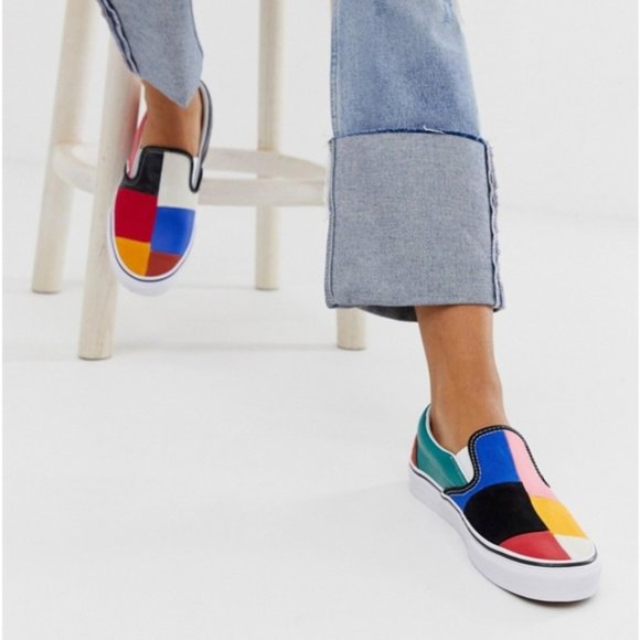 vans classic slip on patchwork